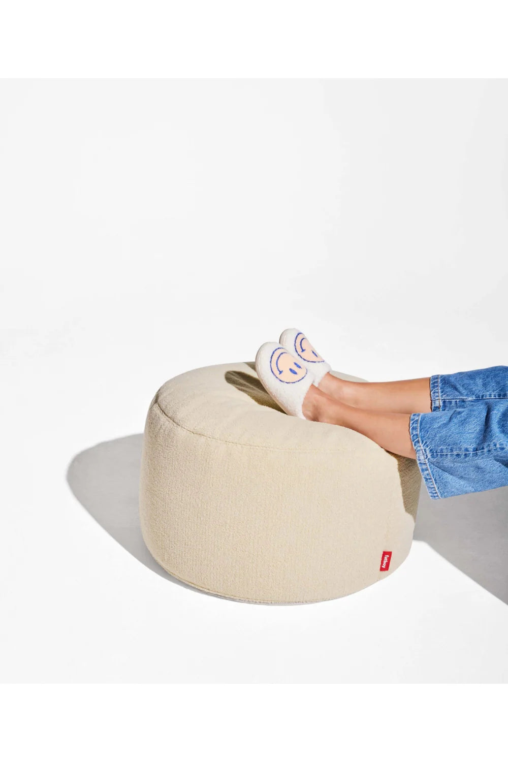 Luxury Upholstered Modern Sherpa Pouf European Style for Villa