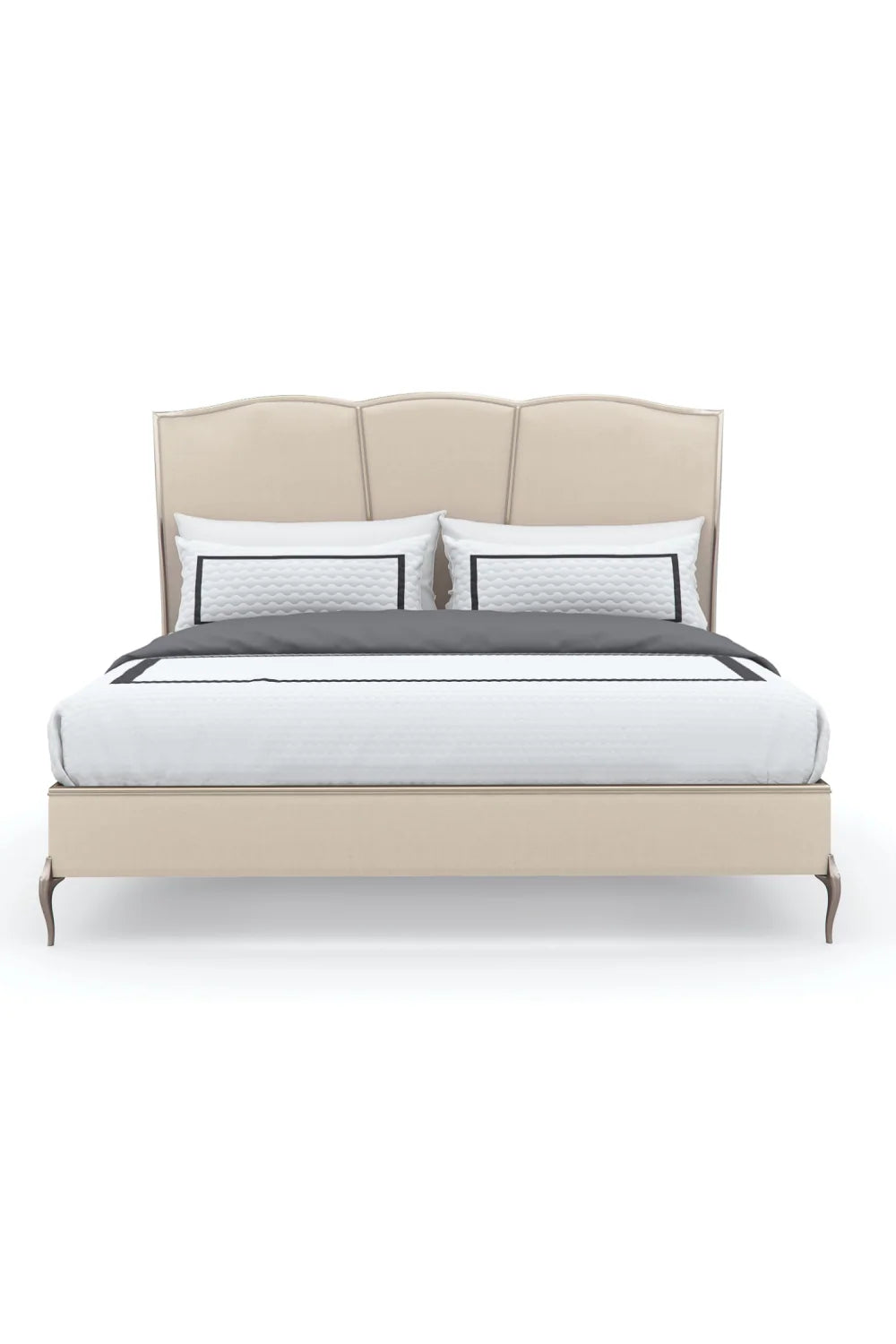 Luxury Upholstered Modern Silver Framed Bed European Style for Villa