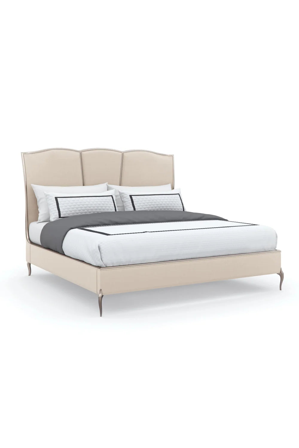 Luxury Upholstered Modern Silver Framed Bed European Style for Villa