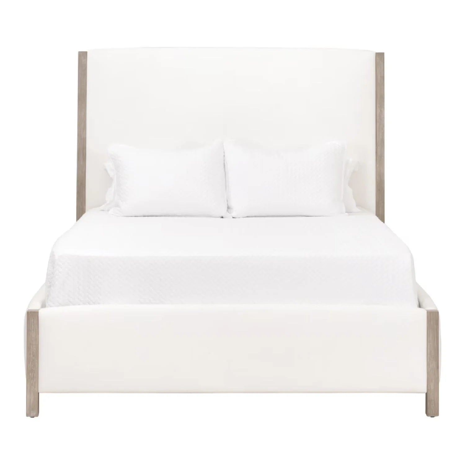 Luxury Upholstered Modern Solid Wood King Bed European Style for Villa
