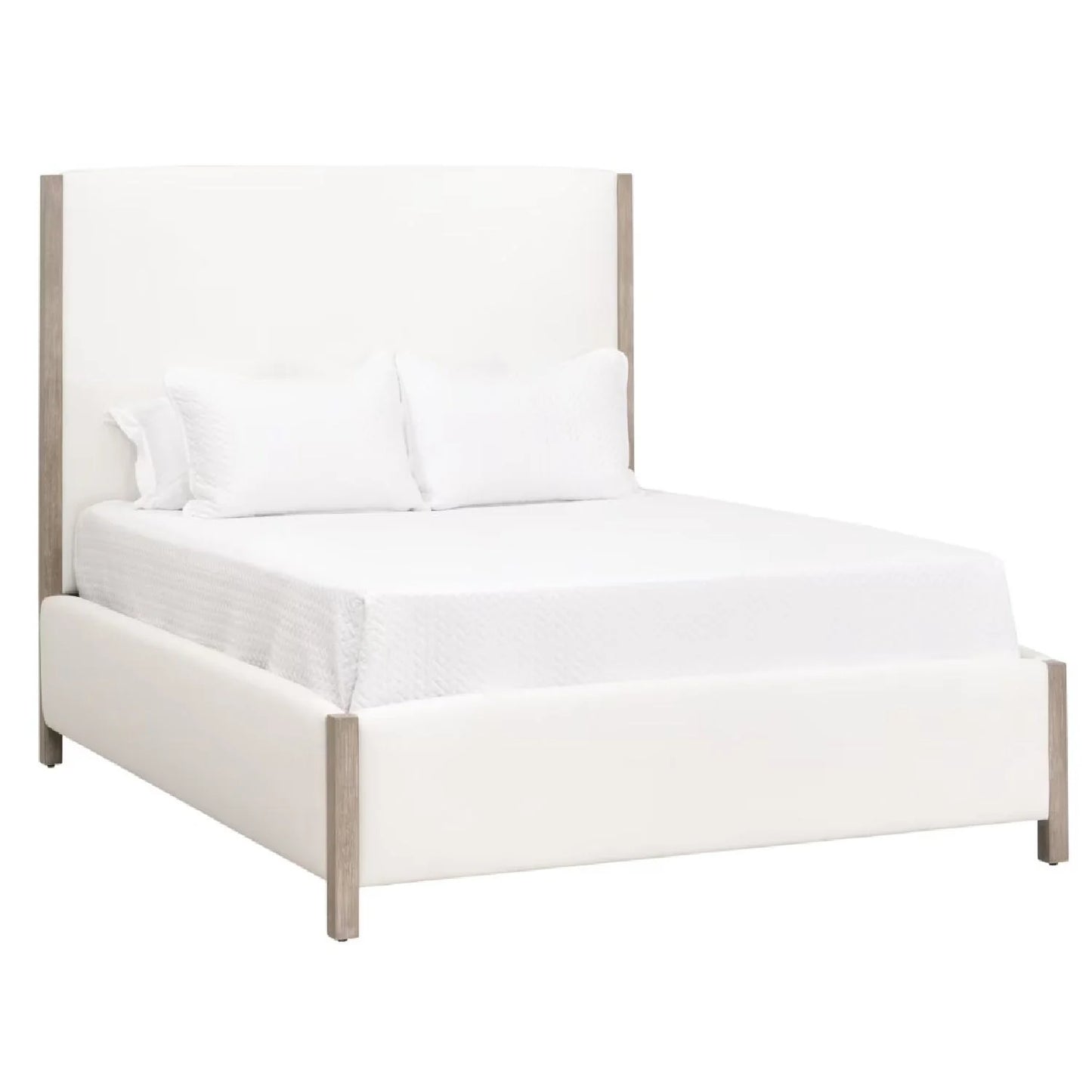 Luxury Upholstered Modern Solid Wood King Bed European Style for Villa