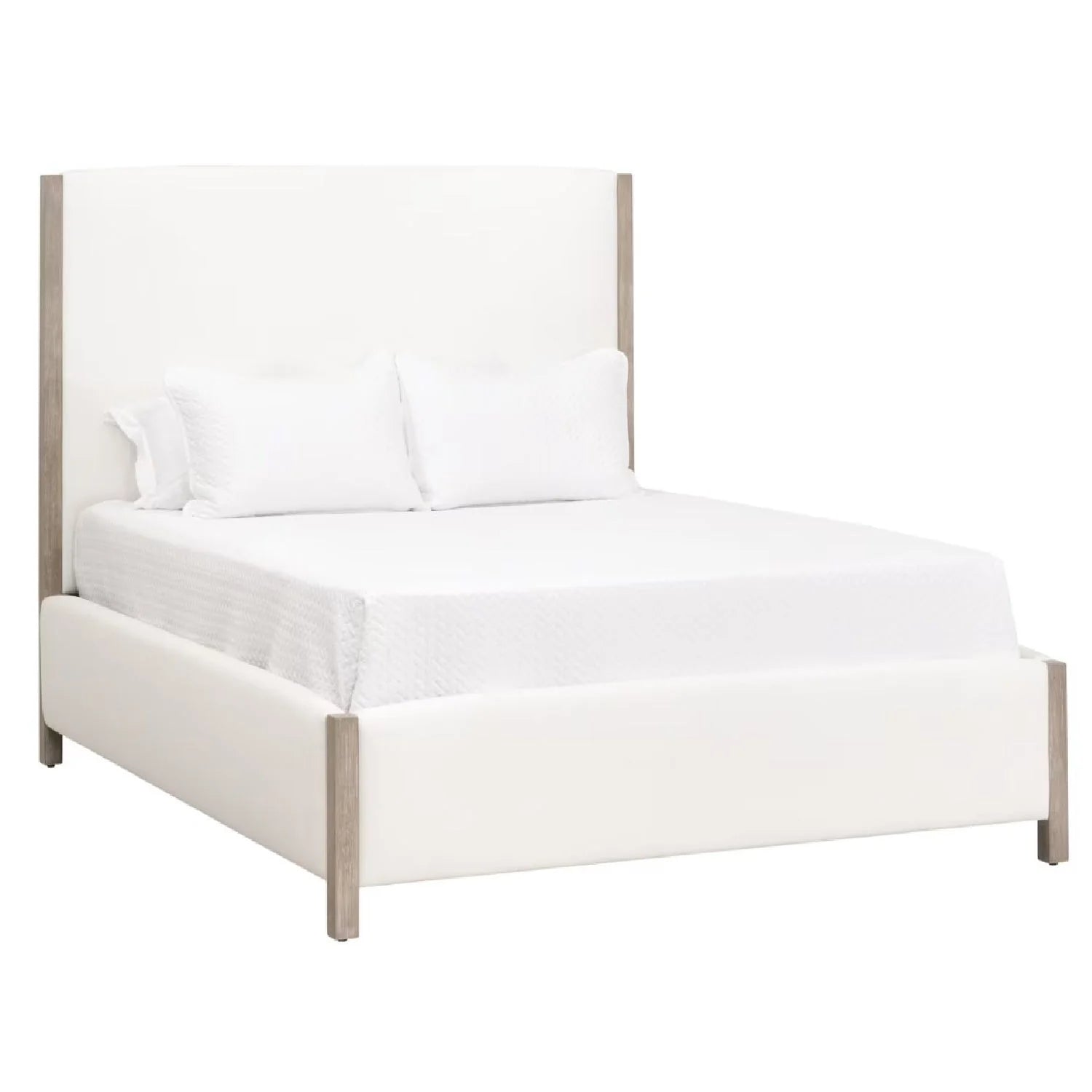 Luxury Upholstered Modern Solid Wood King Bed European Style for Villa