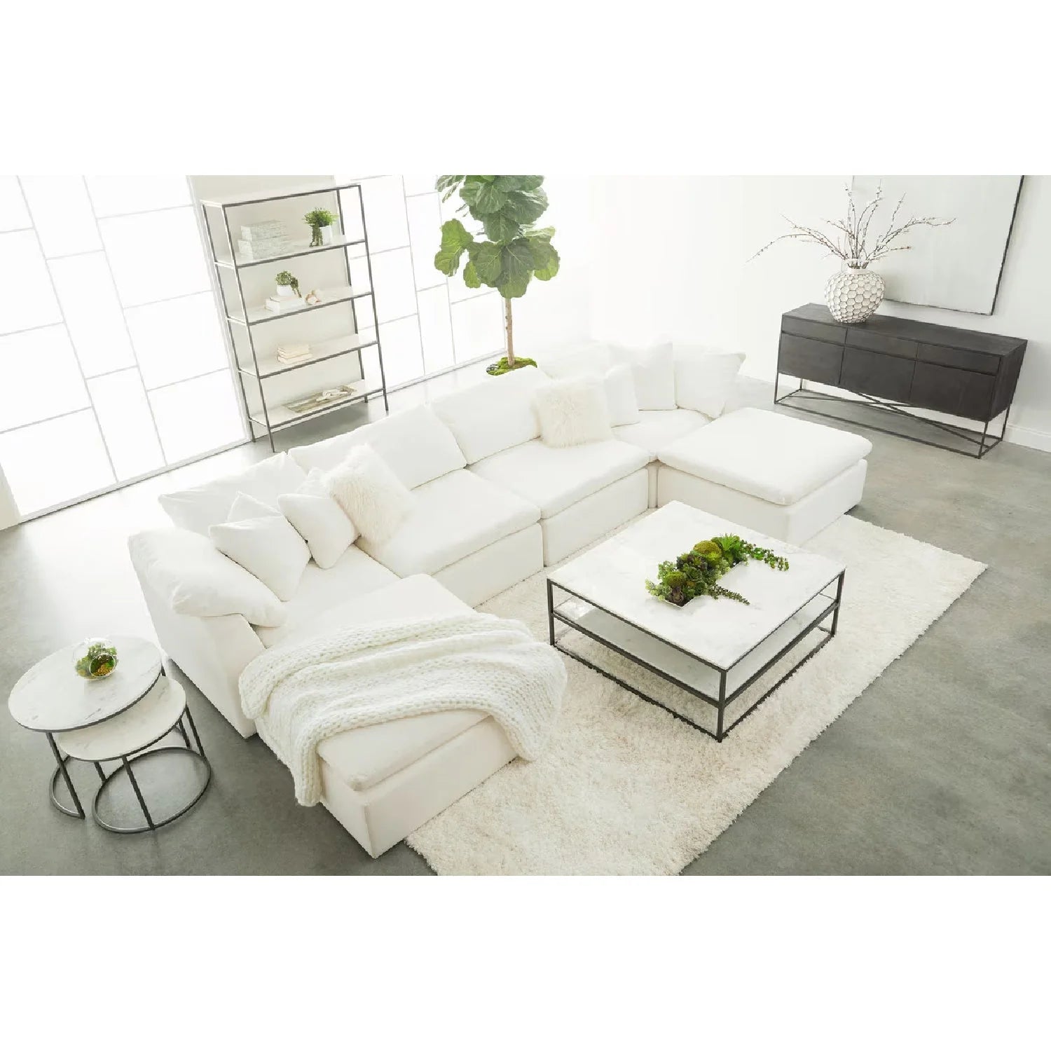 Luxury Upholstered Modern Square Ottoman European Style for Villa