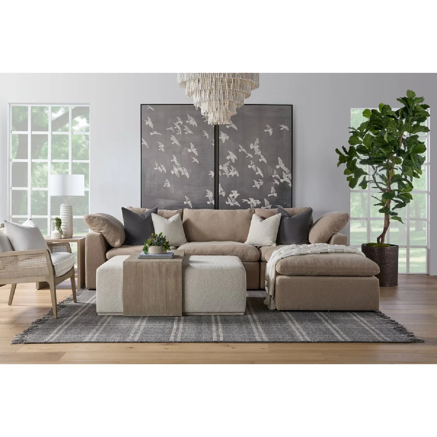 Luxury Upholstered Modern Square Ottoman European Style for Villa