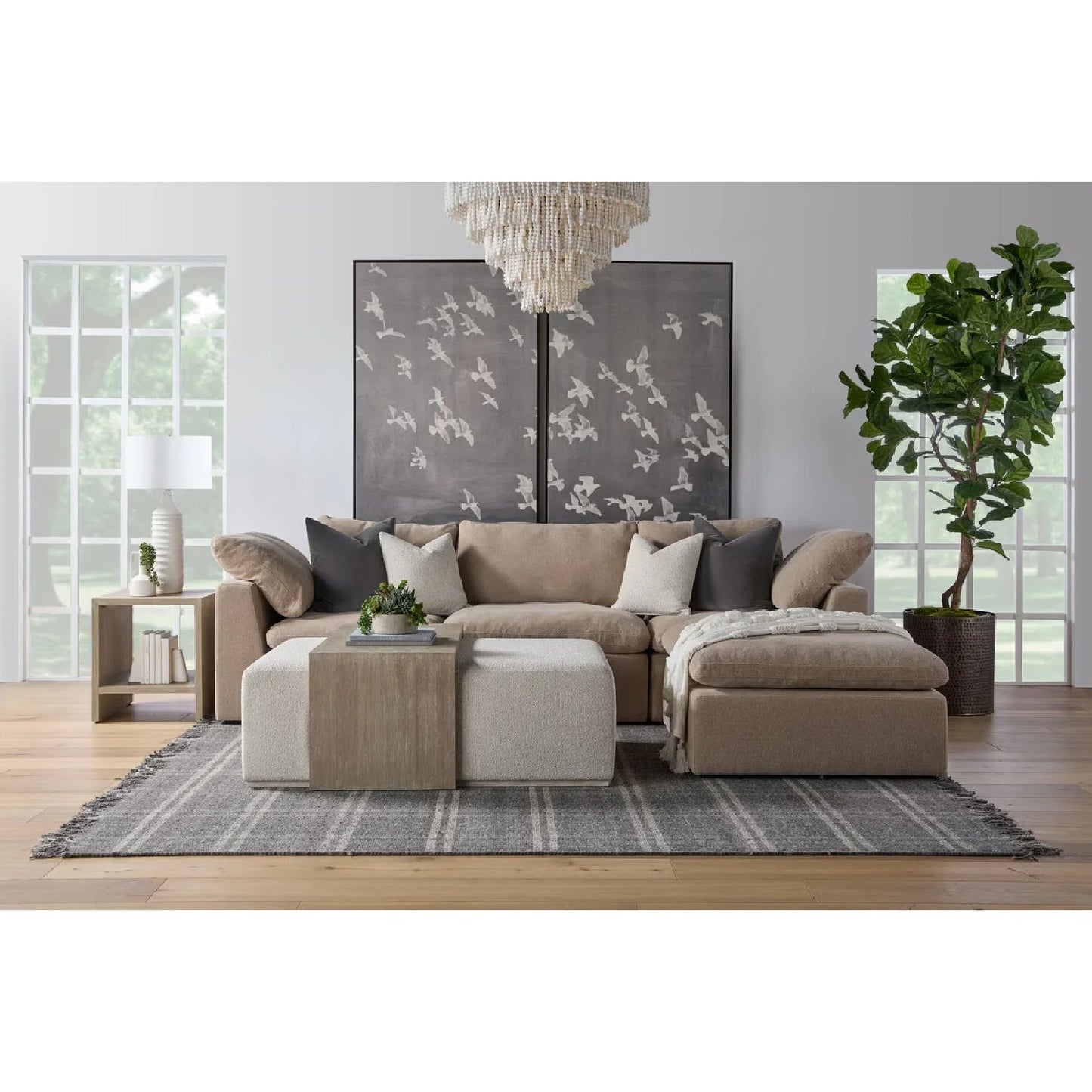 Luxury Upholstered Modern Square Ottoman European Style for Villa