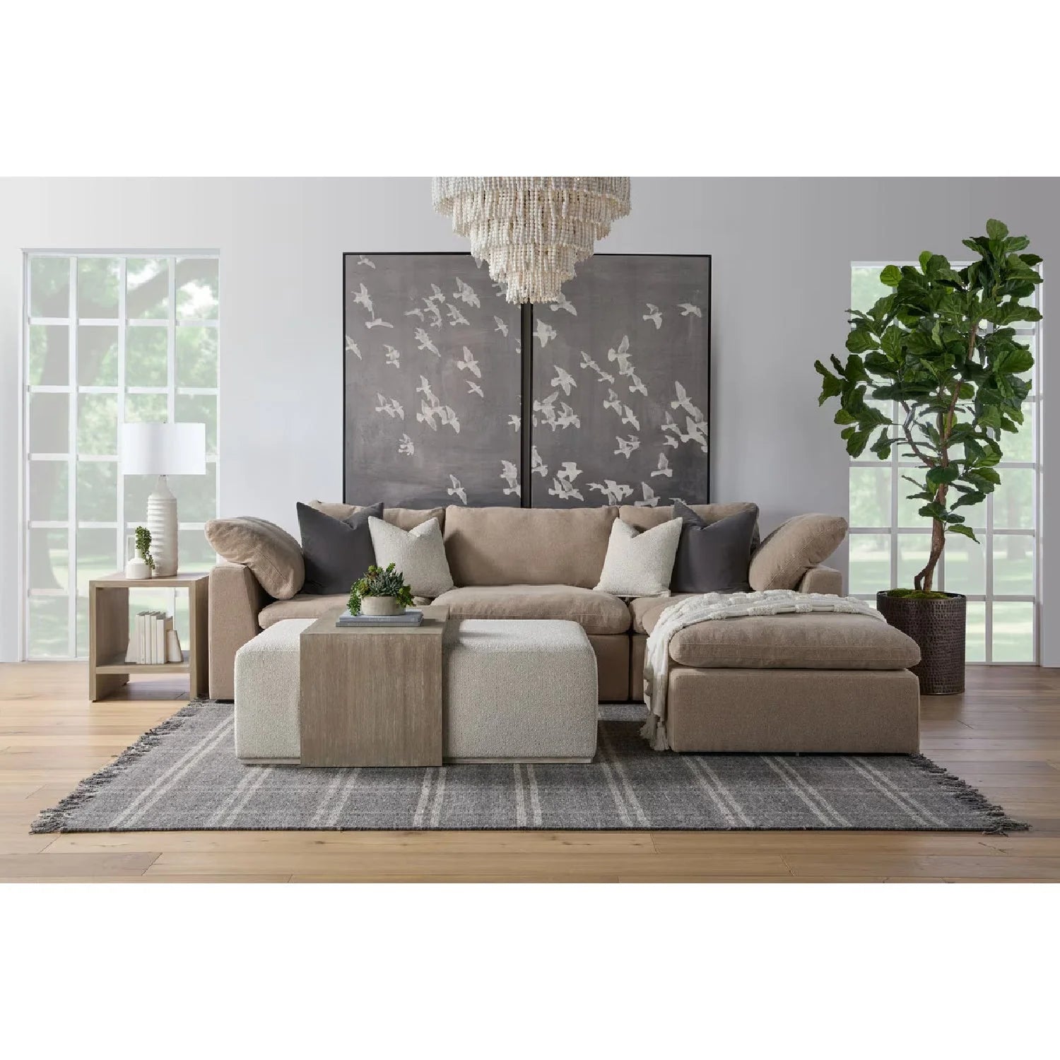 Luxury Upholstered Modern Square Ottoman European Style for Villa