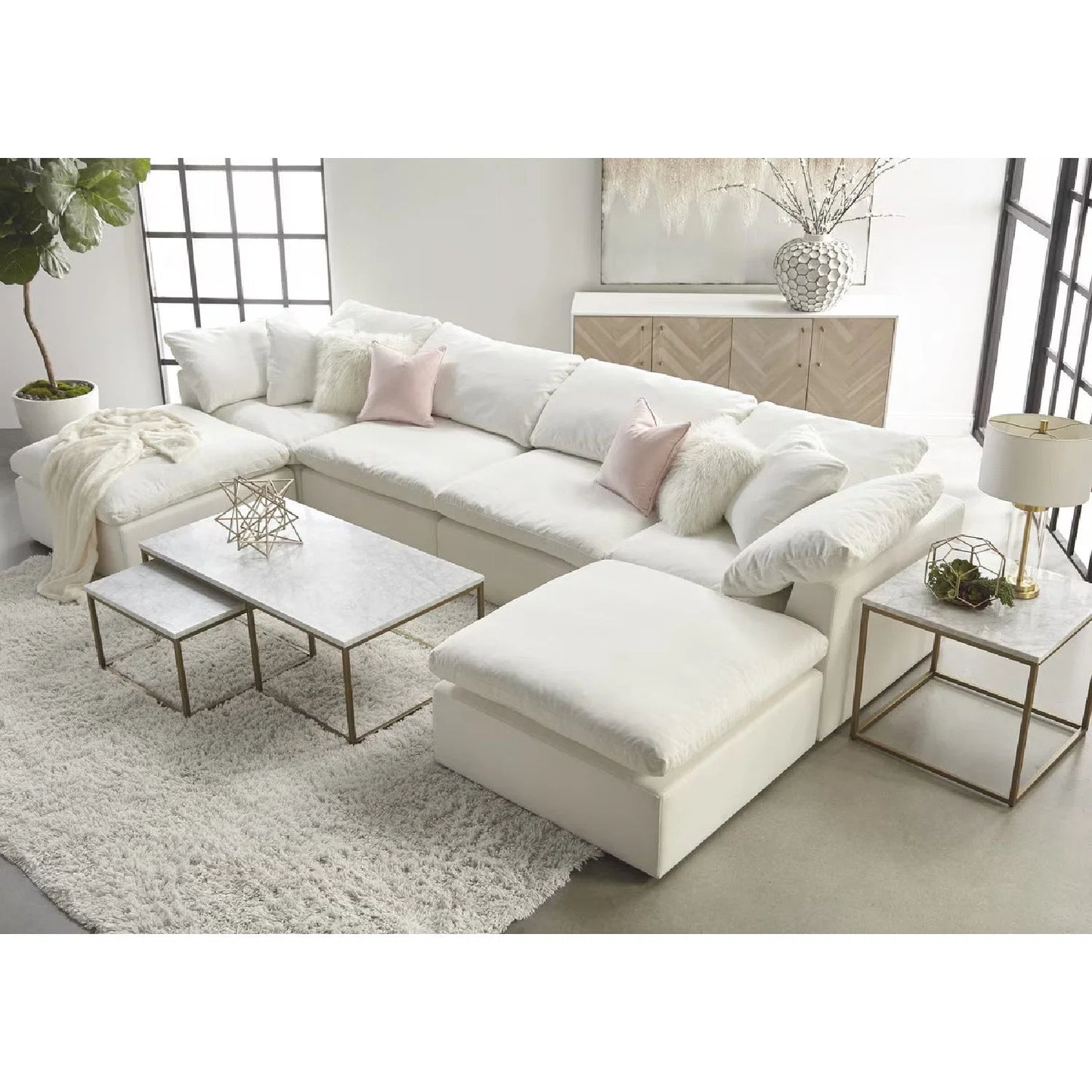 Luxury Upholstered Modern Square Ottoman European Style for Villa