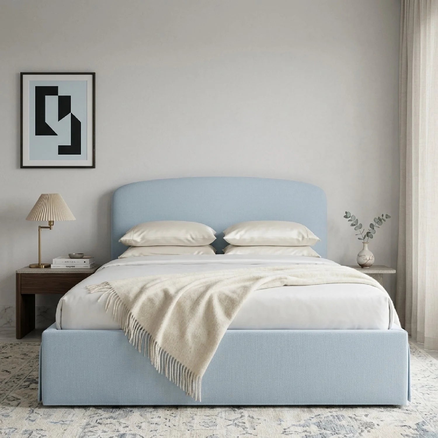 Luxury Upholstered Modern Storage Bed European Style for Villa