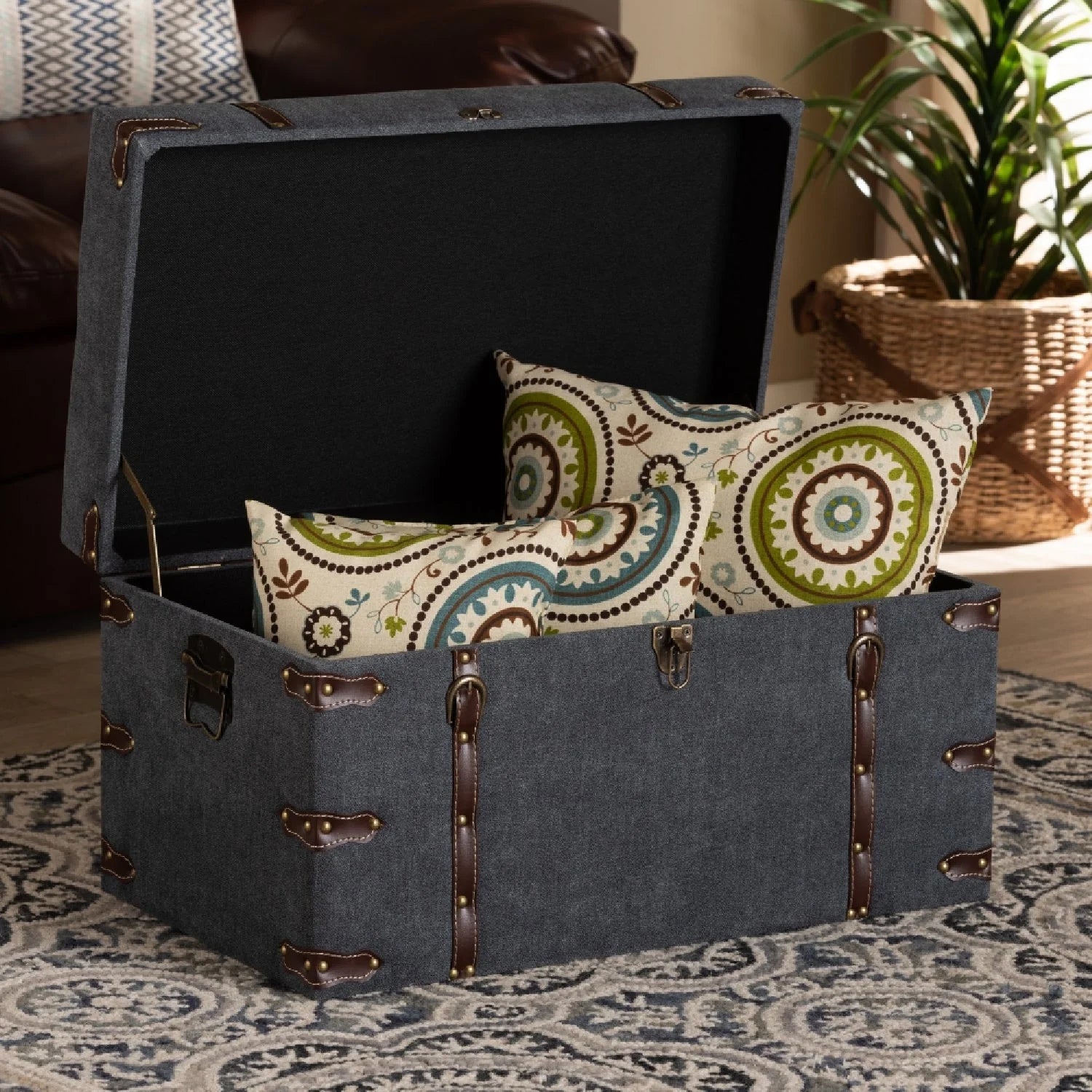 Luxury Upholstered Modern Storage Ottoman European Style for Villa