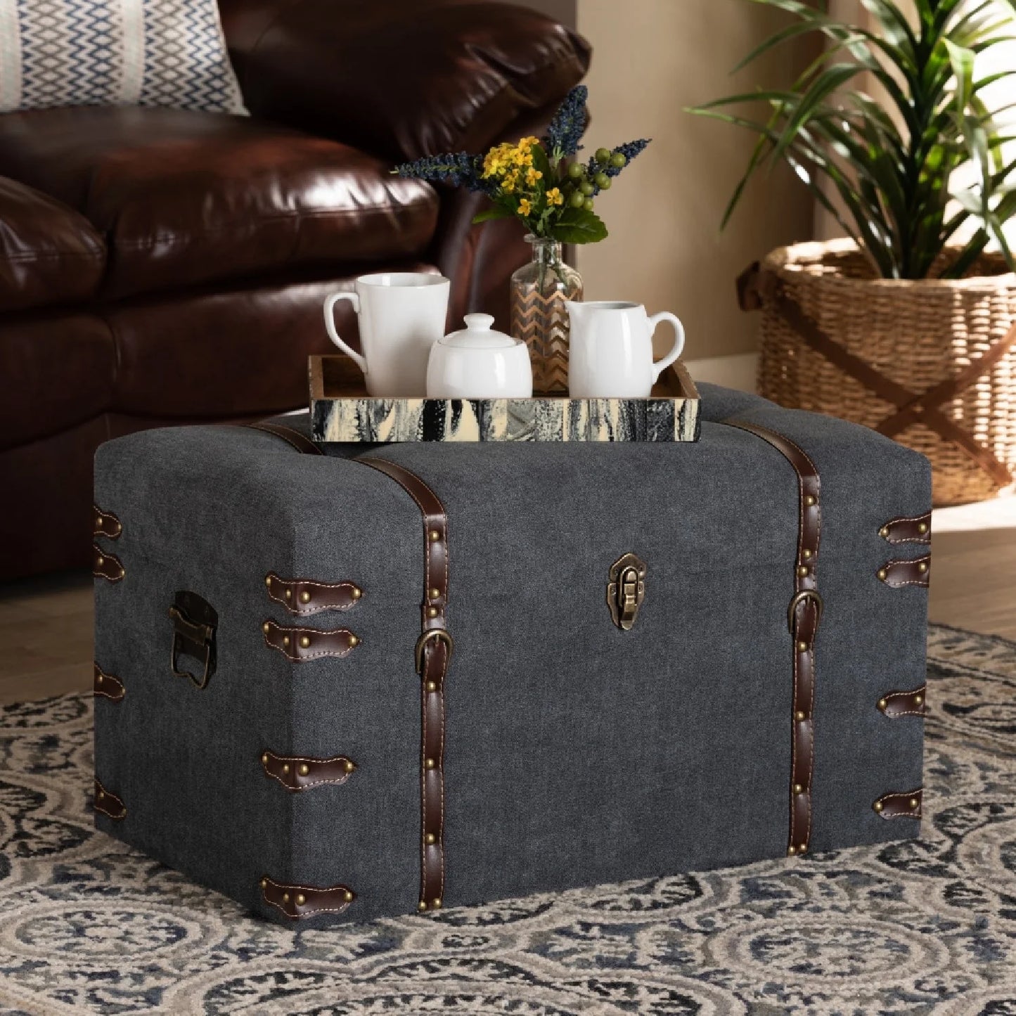 Luxury Upholstered Modern Storage Ottoman European Style for Villa
