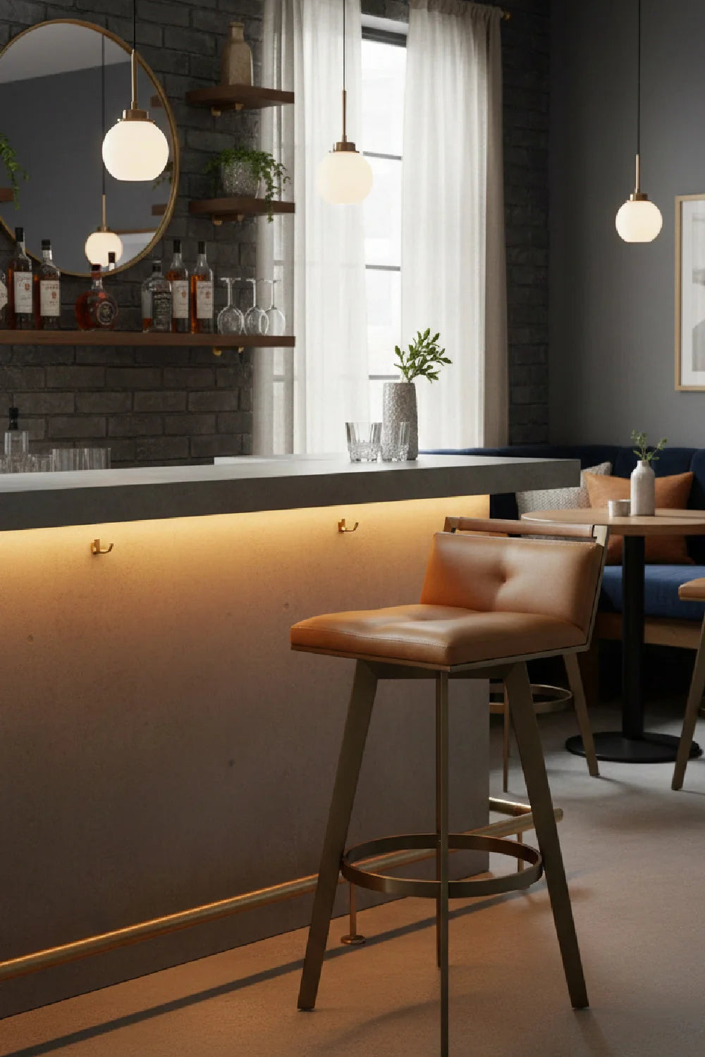 Luxury Upholstered Modern Swivel Bar Stool European Style for Villa