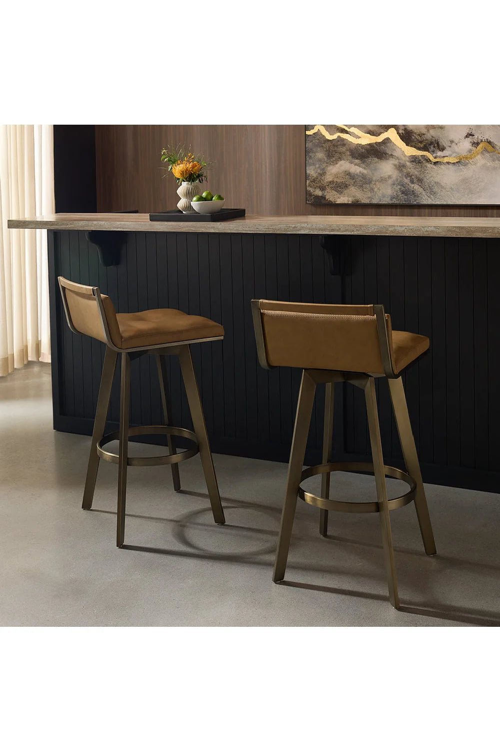 Luxury Upholstered Modern Swivel Bar Stool European Style for Villa
