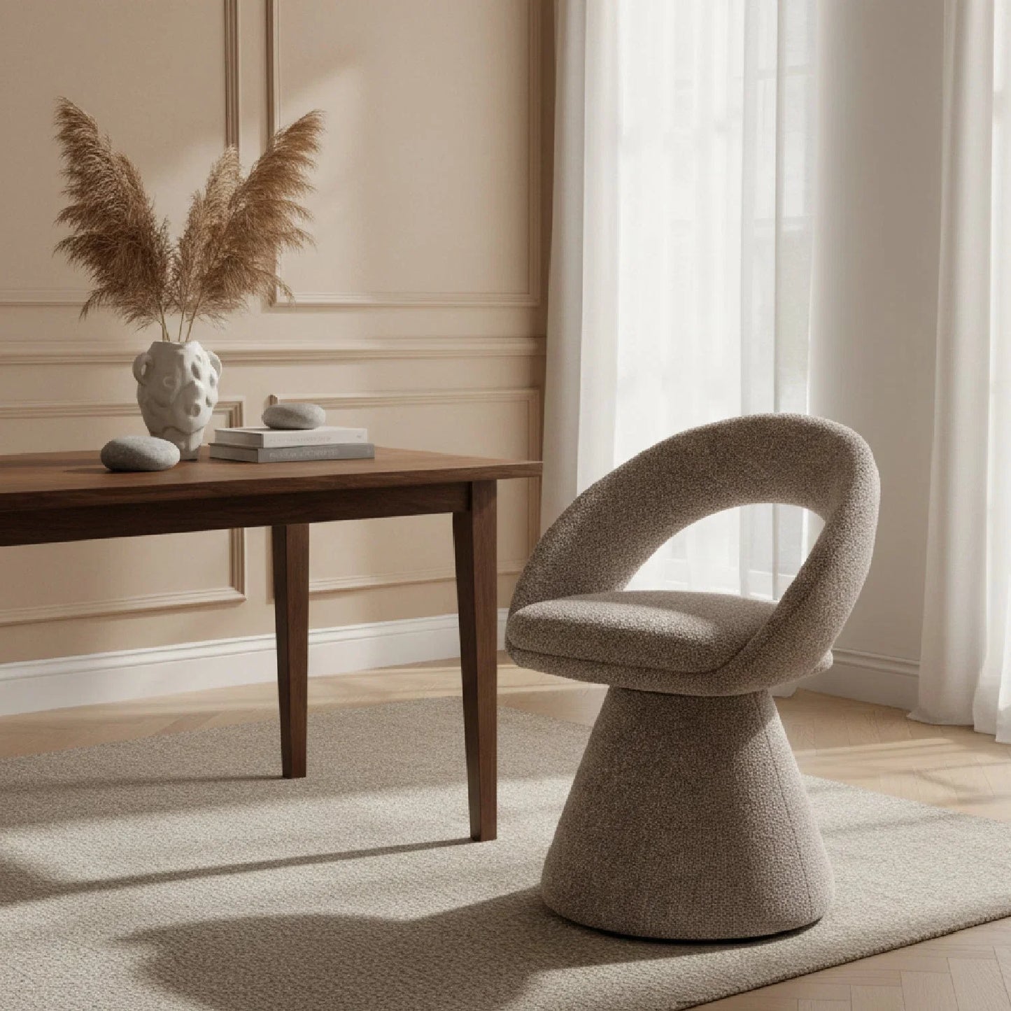 Luxury Upholstered Modern Swivel Chair European Style for Villa