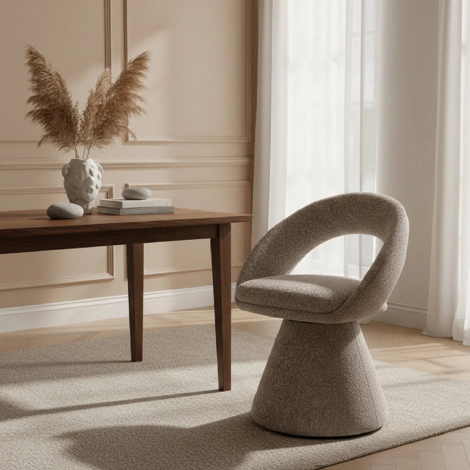 Luxury Upholstered Modern Swivel Chair European Style for Villa