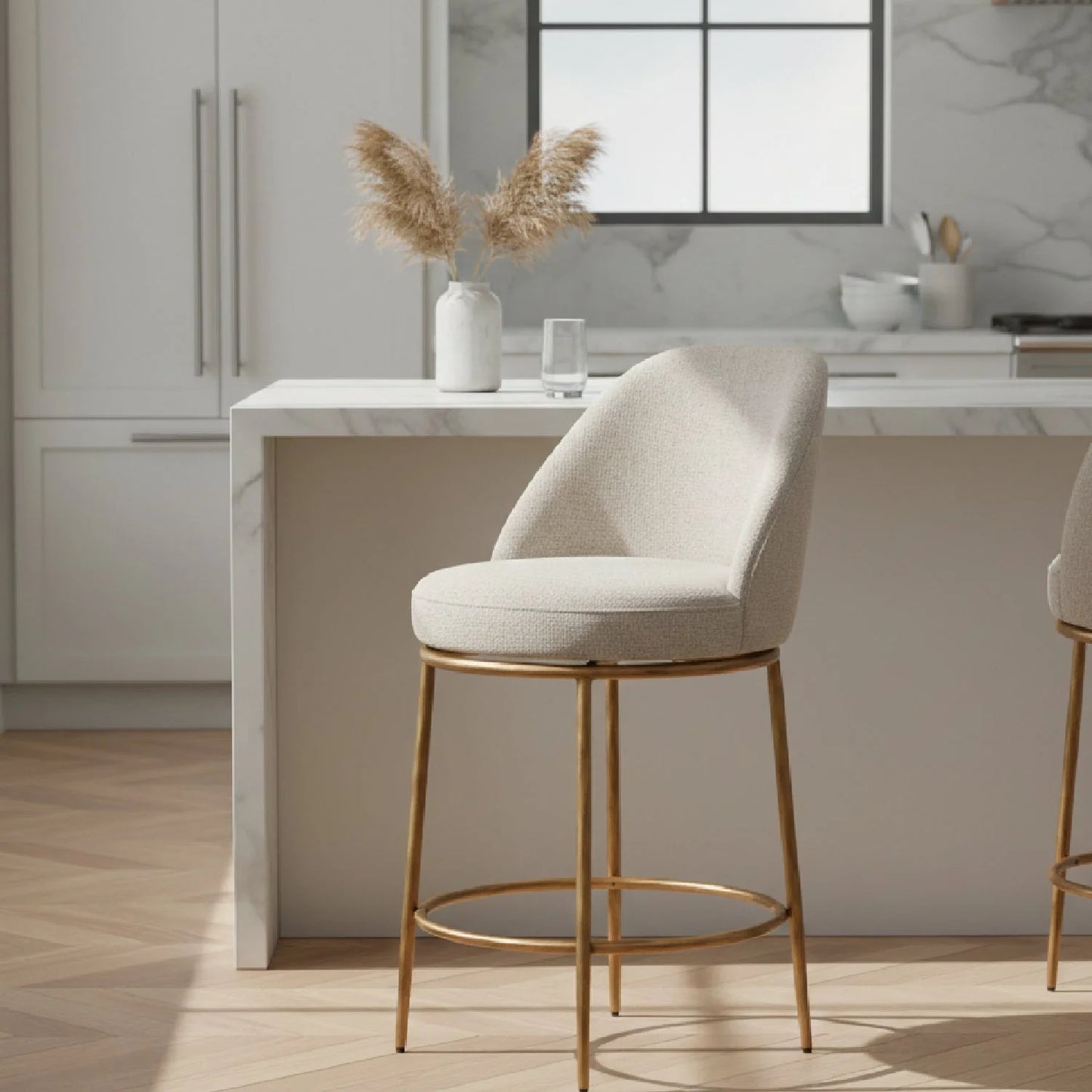 Luxury Upholstered Modern Swivel Counter Stool European Style for Villa
