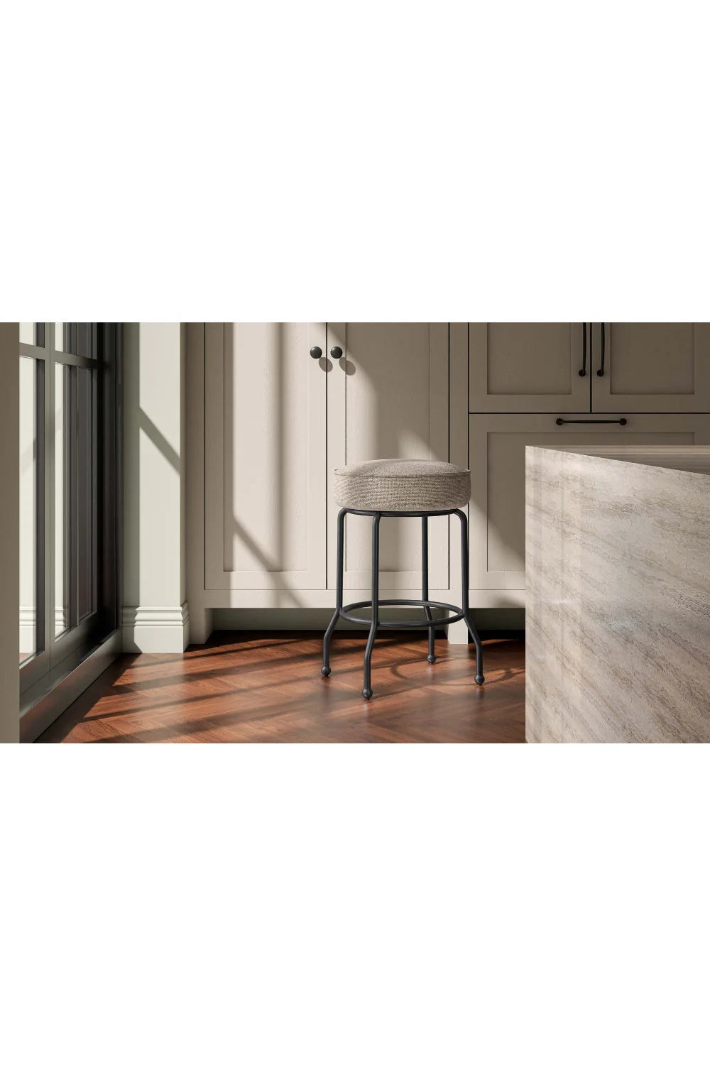 Luxury Upholstered Modern Swivel Counter Stool European Style for Villa