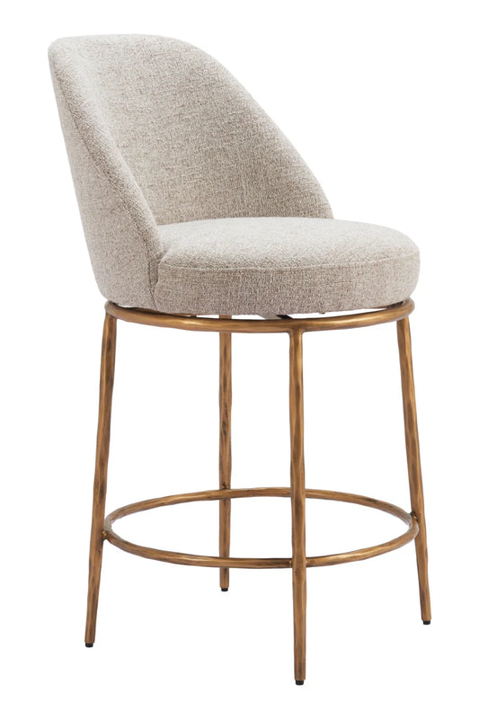 Luxury Upholstered Modern Swivel Counter Stool European Style for Villa