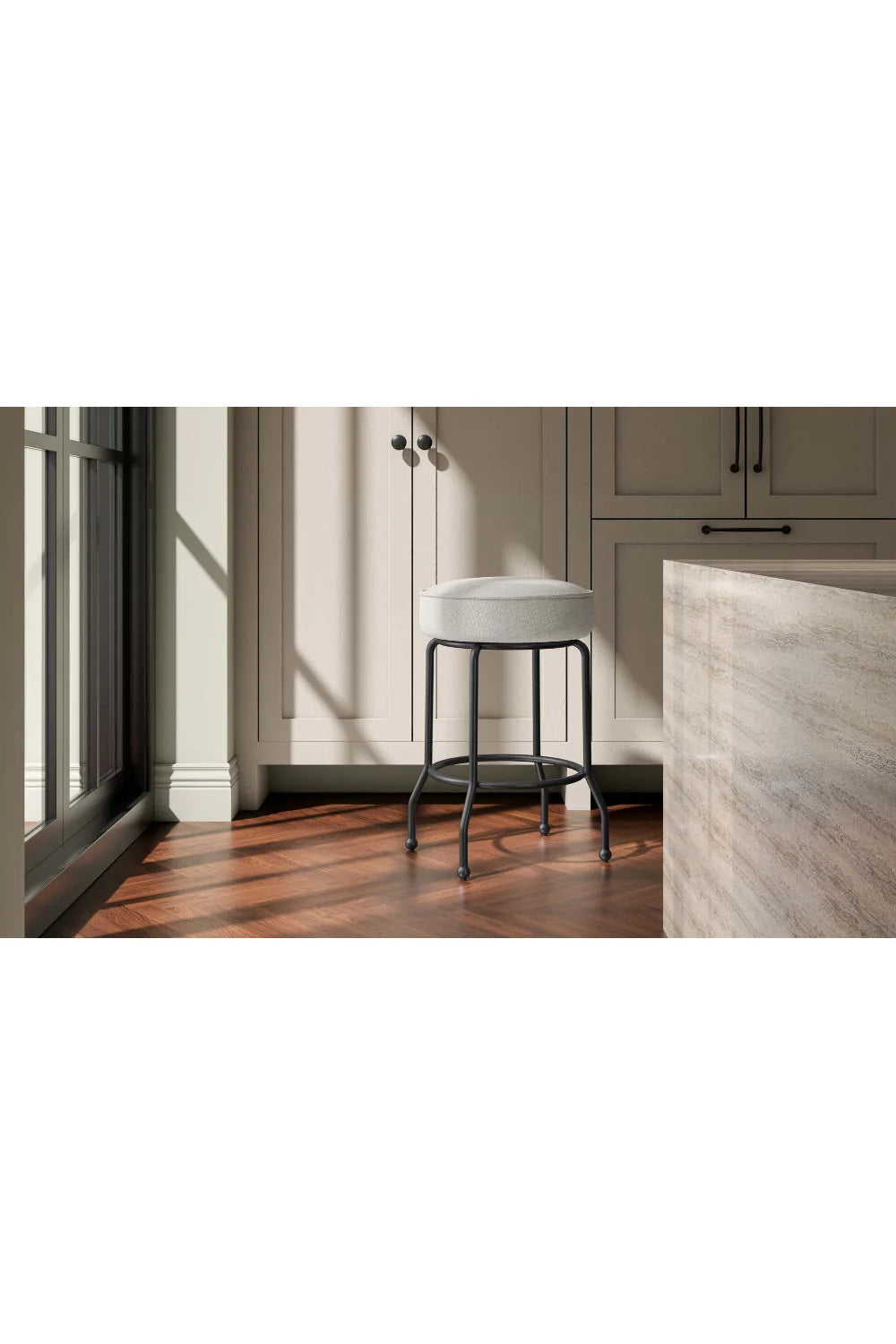 Luxury Upholstered Modern Swivel Counter Stool European Style for Villa