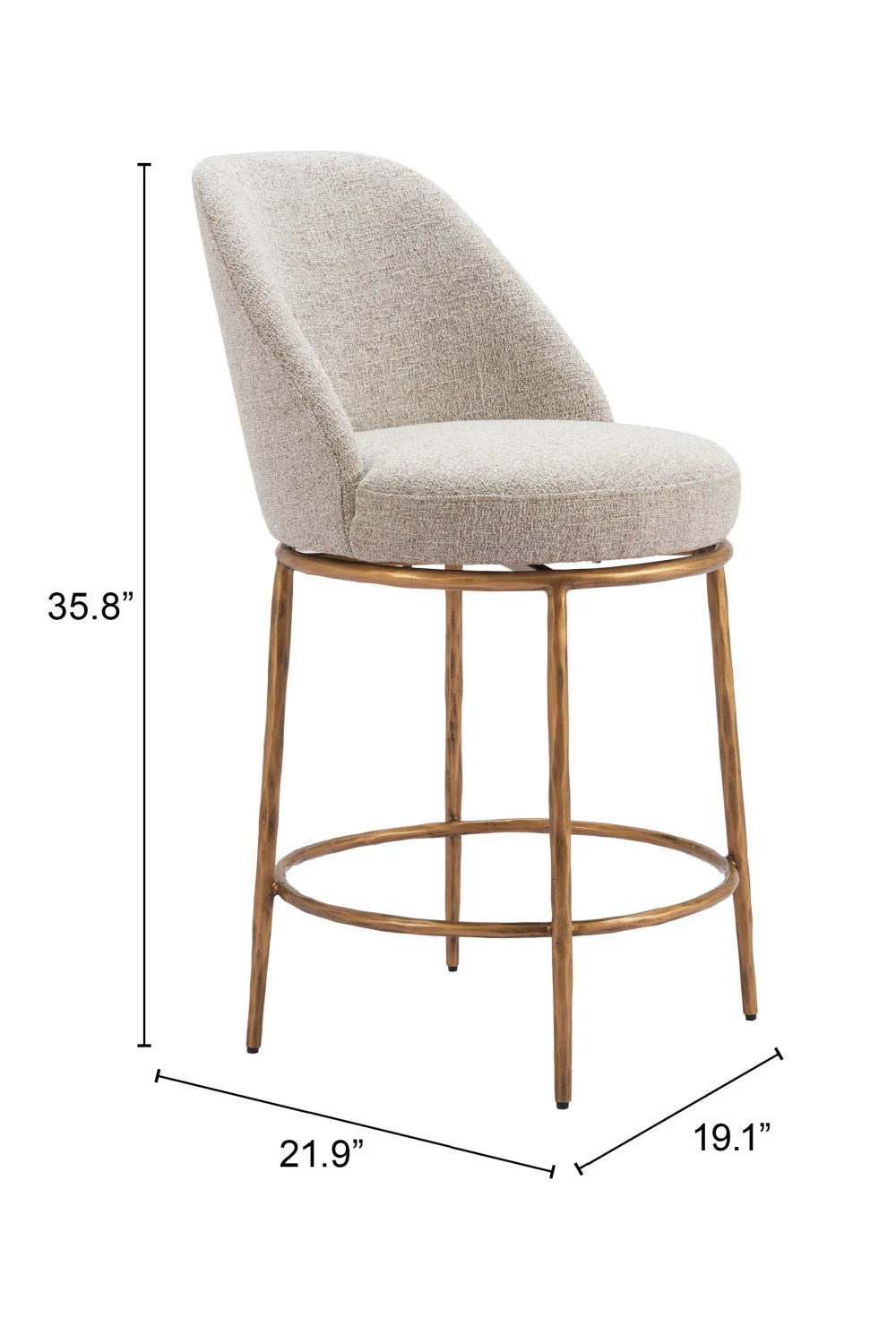 Luxury Upholstered Modern Swivel Counter Stool European Style for Villa
