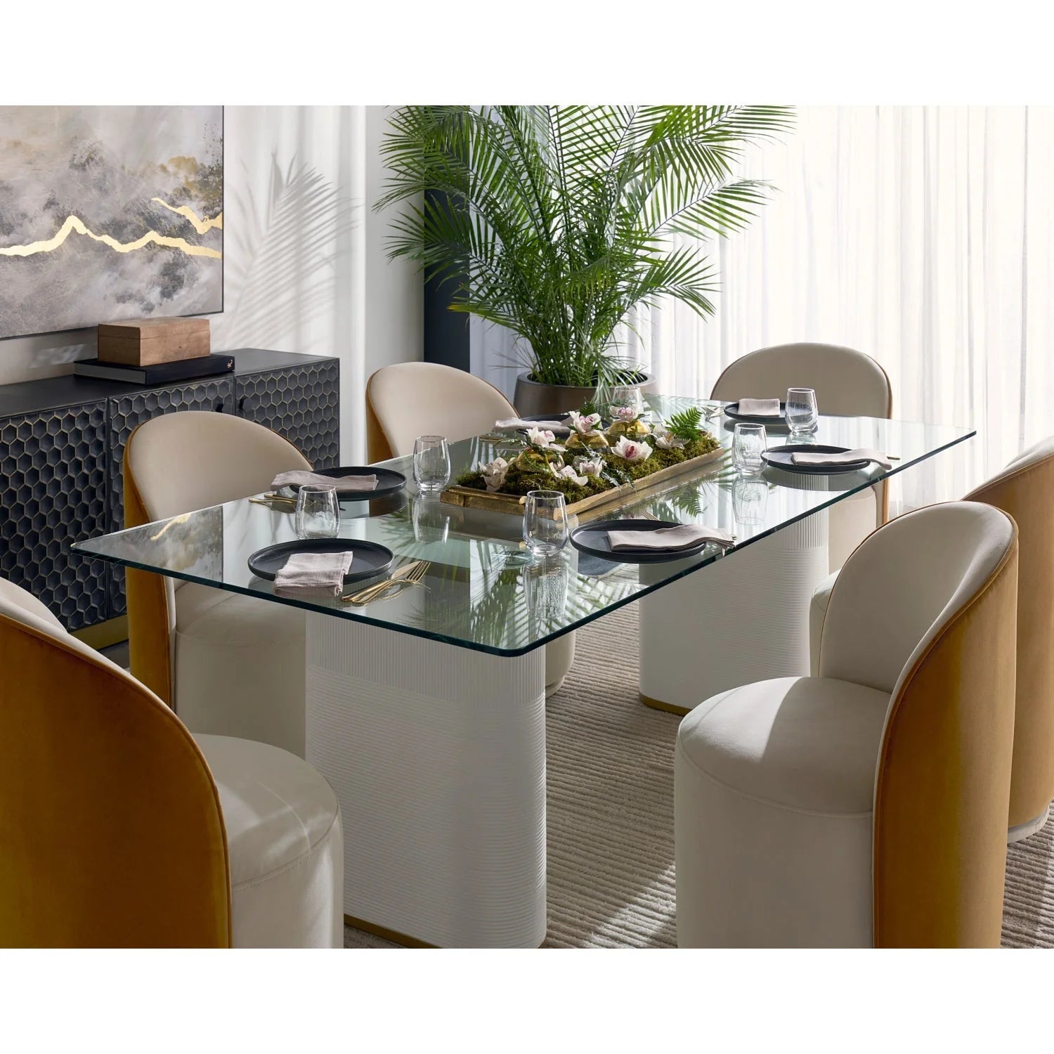 Luxury Upholstered Modern Swivel Dining Chair European Style for Villa