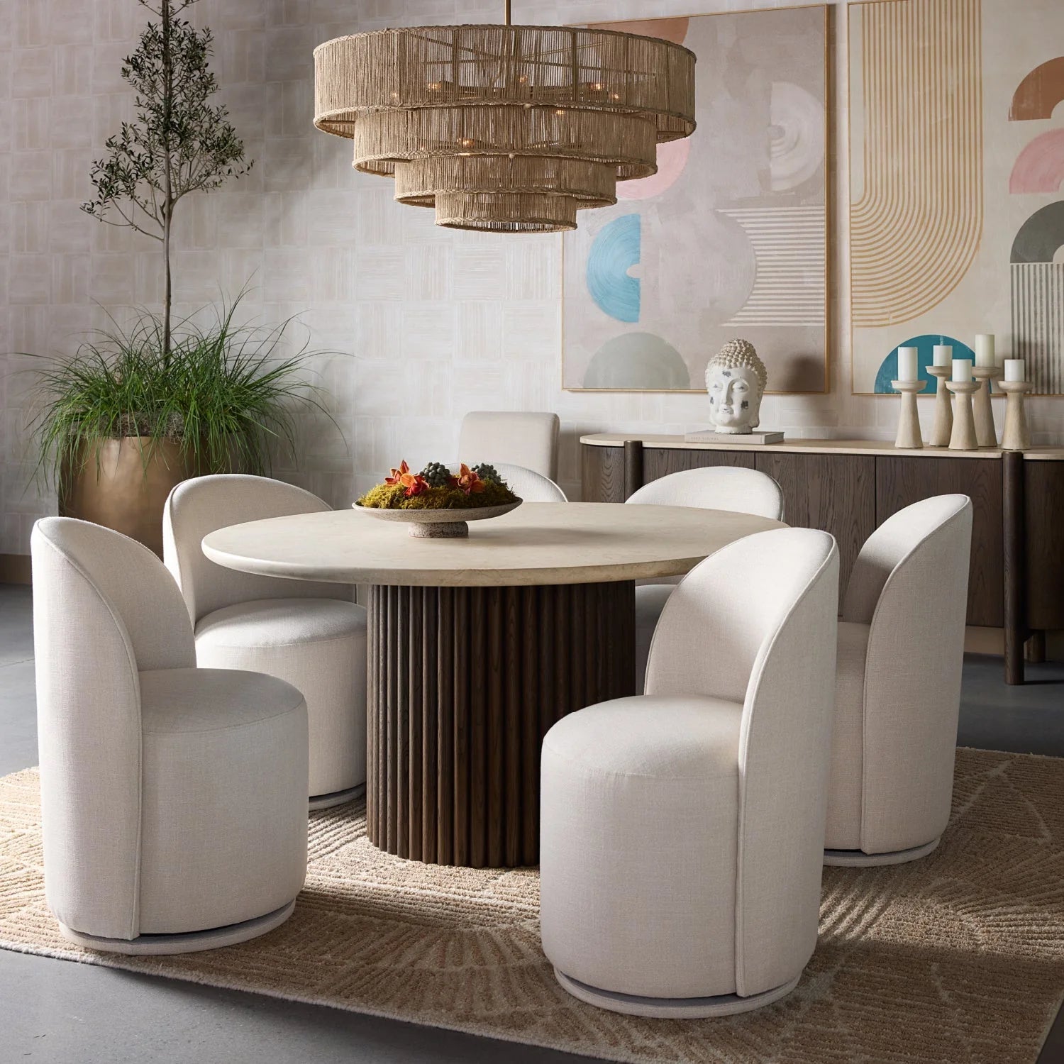Luxury Upholstered Modern Swivel Dining Chair European Style for Villa