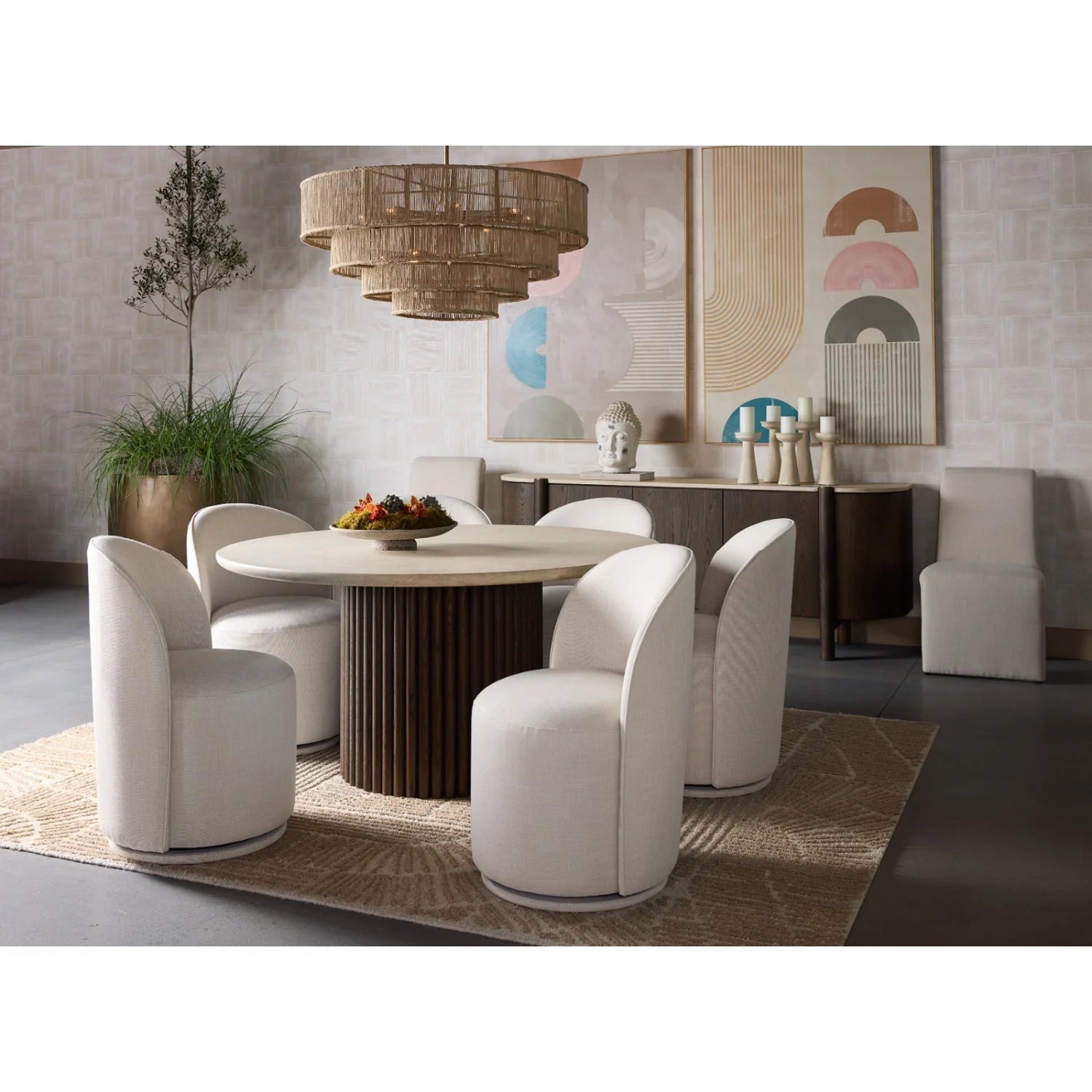 Luxury Upholstered Modern Swivel Dining Chair European Style for Villa