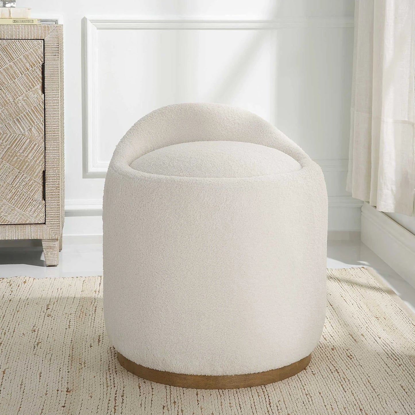 Luxury Upholstered Modern Swivel Ottoman European Style for Villa