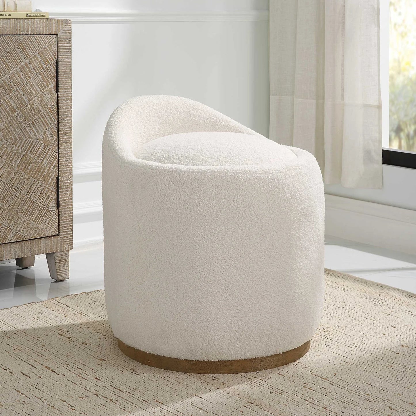 Luxury Upholstered Modern Swivel Ottoman European Style for Villa