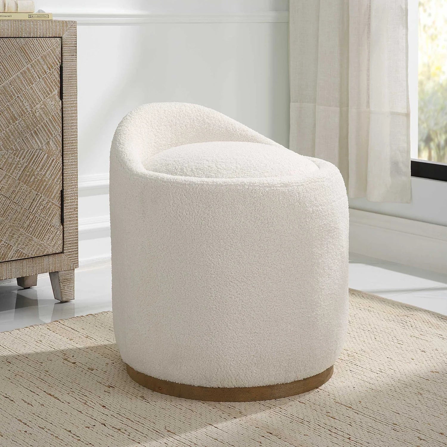 Luxury Upholstered Modern Swivel Ottoman European Style for Villa