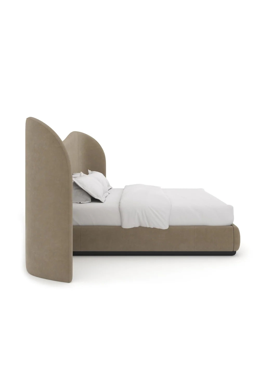 Luxury Upholstered Modern Taupe Velvet Bed European Style for Villa
