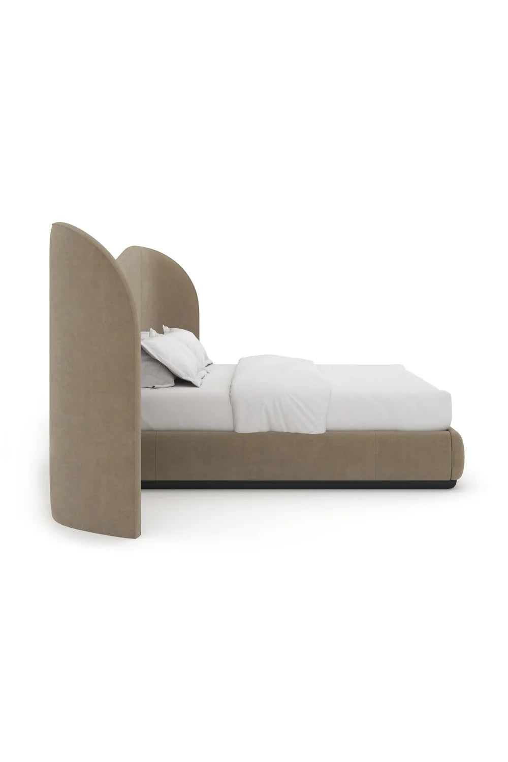 Luxury Upholstered Modern Taupe Velvet Bed European Style for Villa