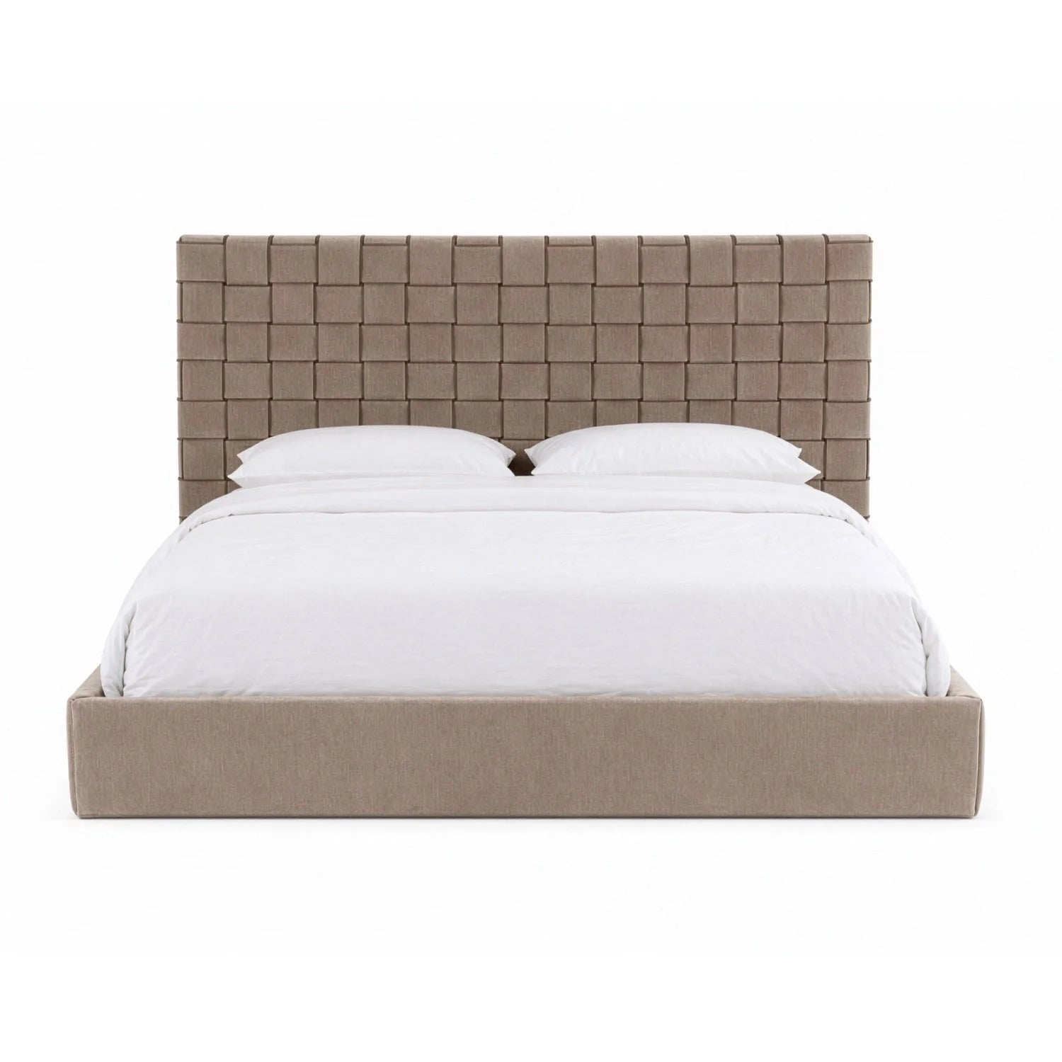 Luxury Upholstered Modern Taupe Woven Bed European Style for Villa