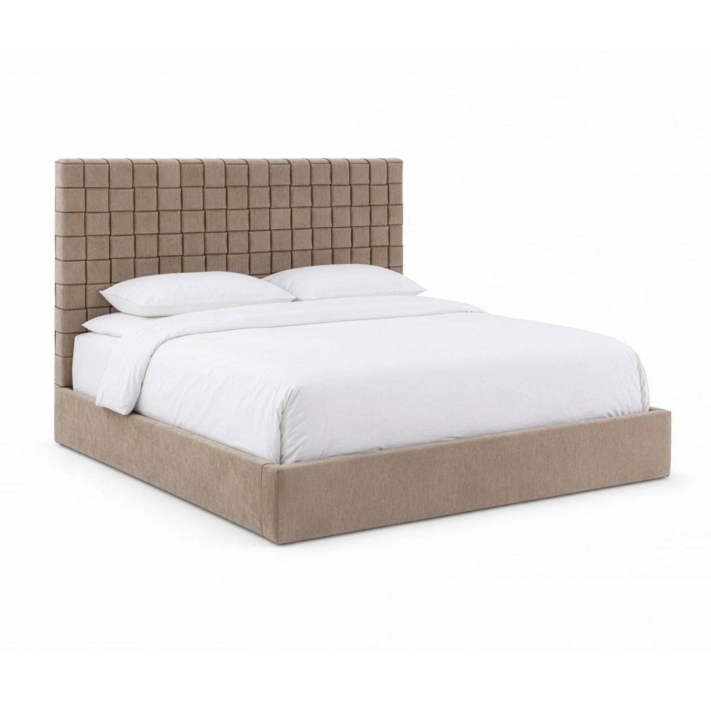 Luxury Upholstered Modern Taupe Woven Bed European Style for Villa