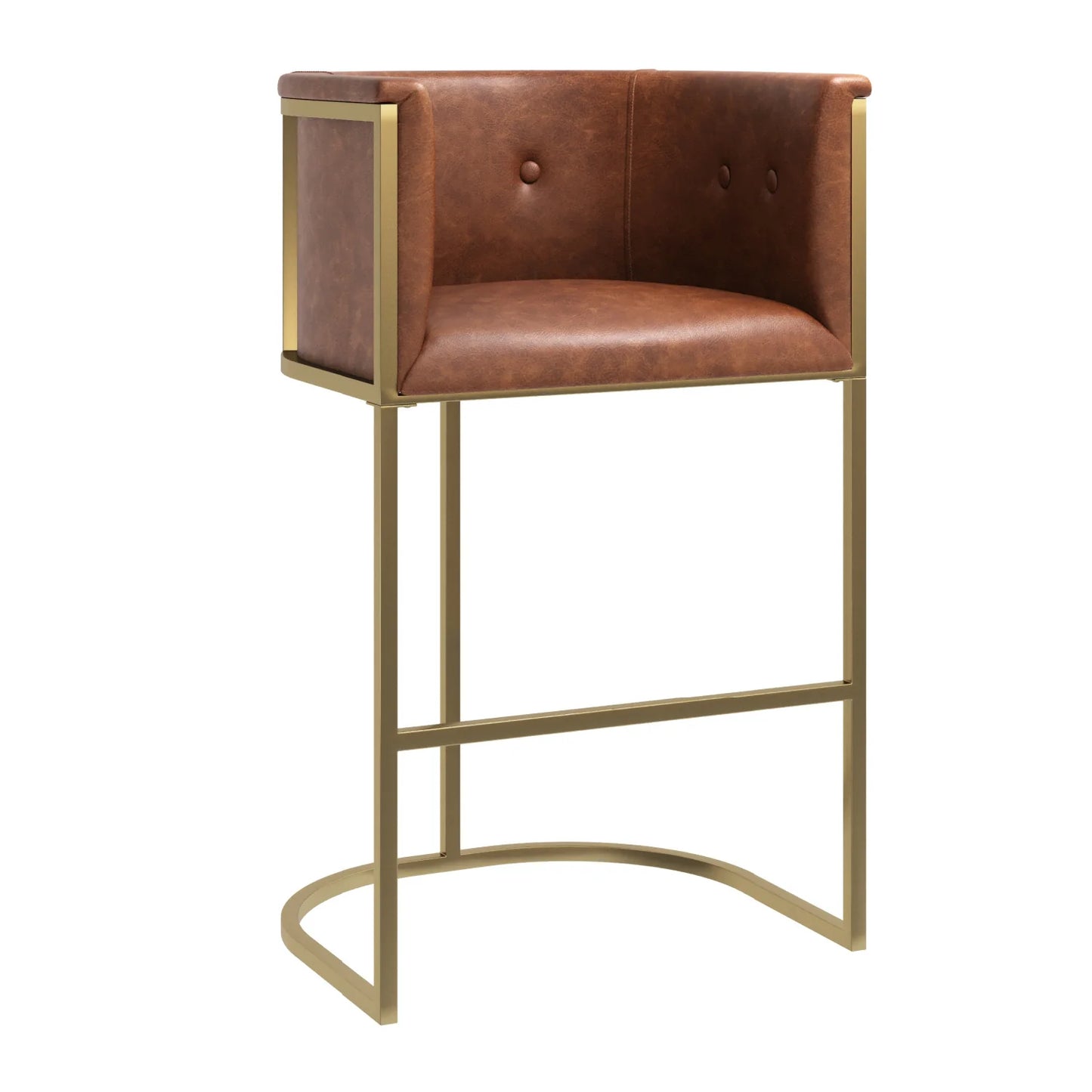 Luxury Upholstered Modern Tobacco Brown Bar Stool European Style for Villa