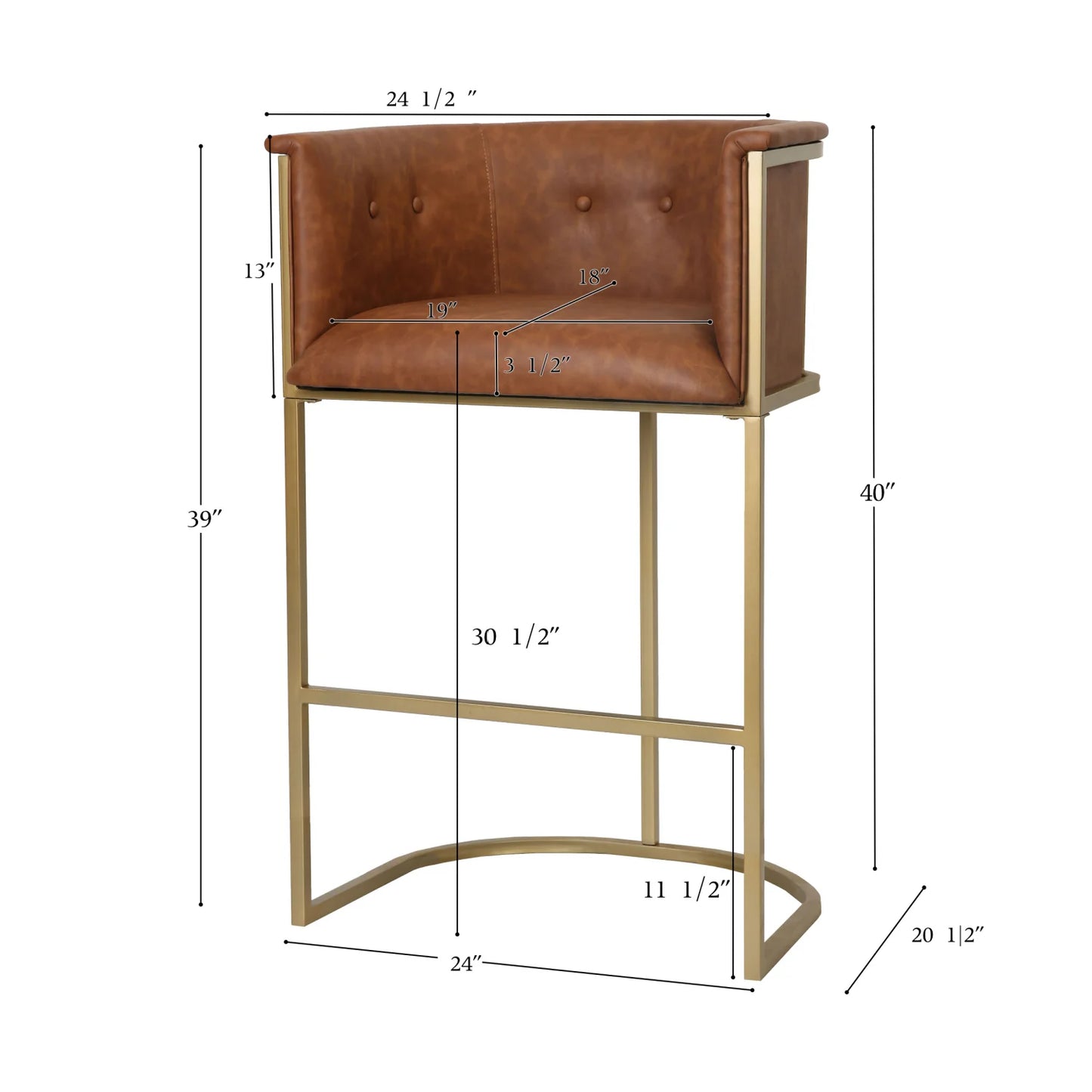 Luxury Upholstered Modern Tobacco Brown Bar Stool European Style for Villa