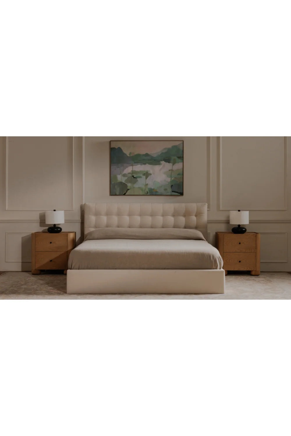 Luxury Upholstered Modern Tufted Storage Bed European Style for Villa