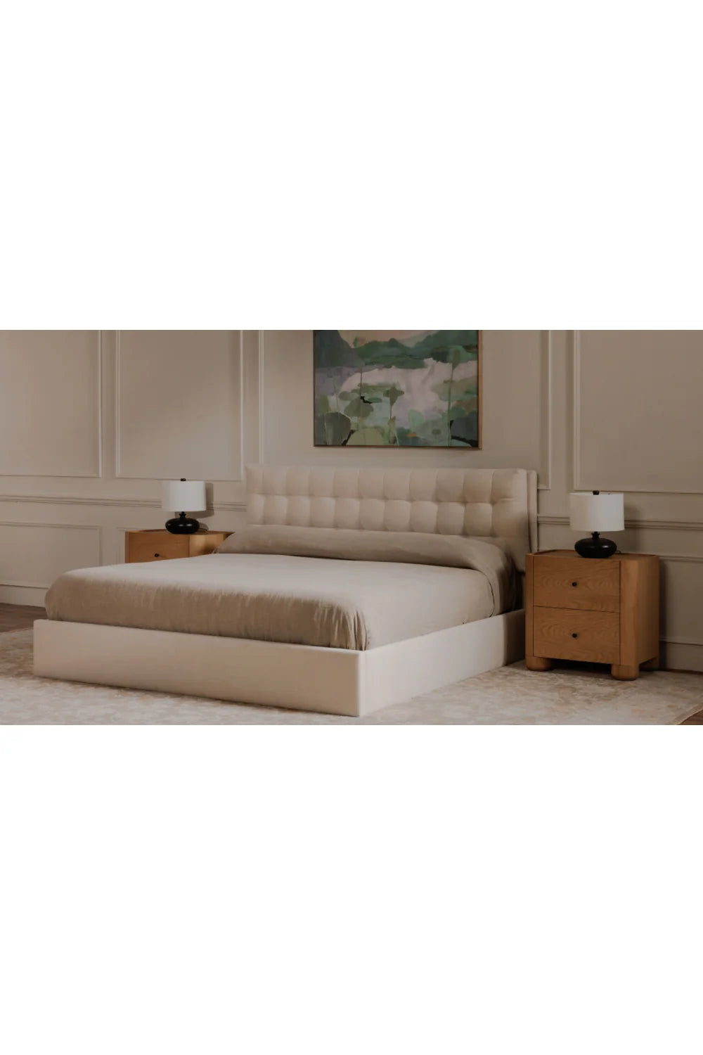 Luxury Upholstered Modern Tufted Storage Bed European Style for Villa