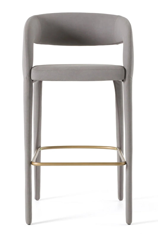 Luxury Upholstered Modern Vegan Leather Bar Chair European Style for Villa