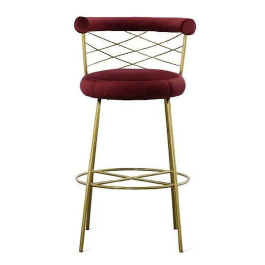 Luxury Upholstered Modern Velvet Bar Stool European Style for Villa