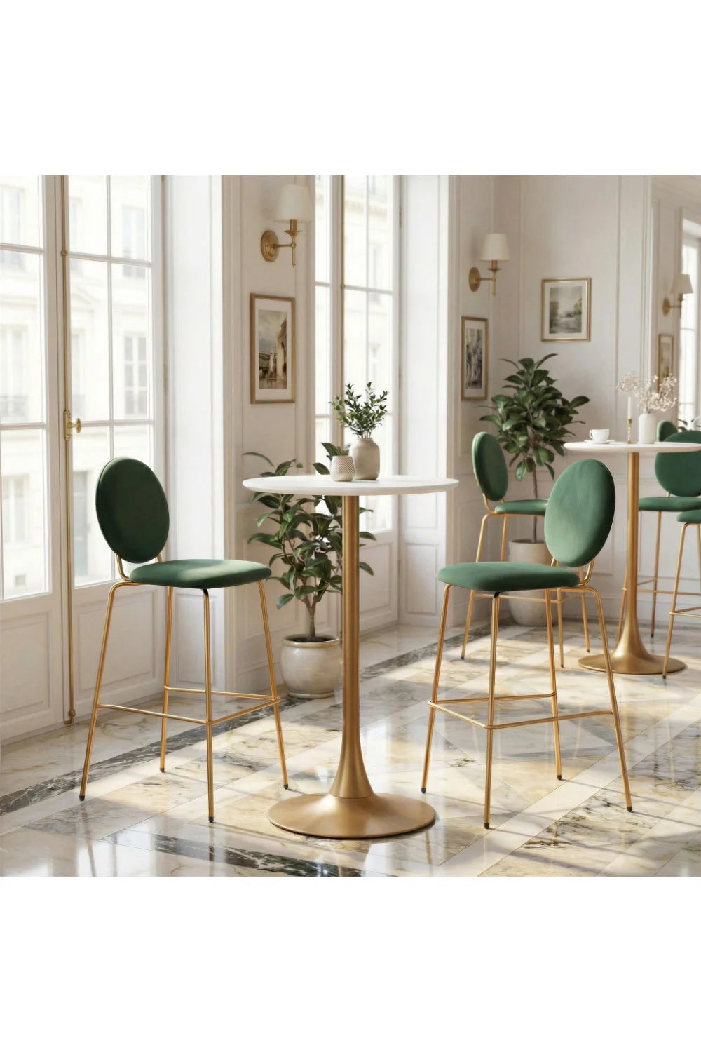 Luxury Upholstered Modern Velvet Bar Stool European Style for Villa
