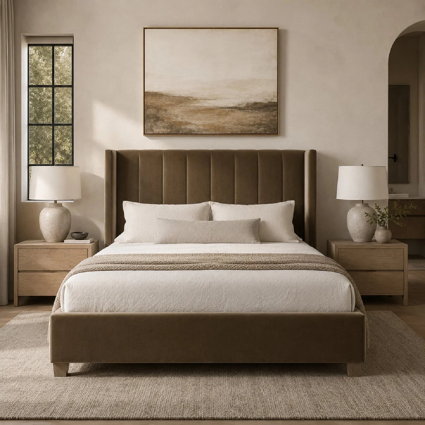 Luxury Upholstered Modern Velvet Bed European Style for Villa