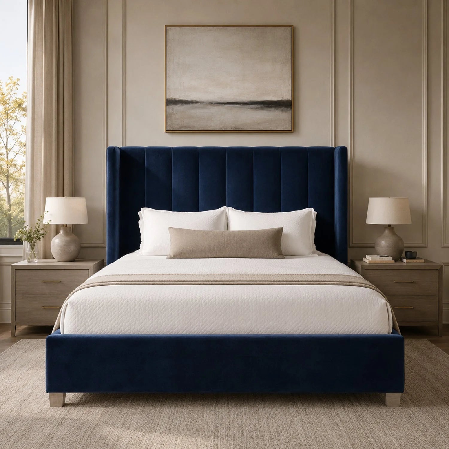 Luxury Upholstered Modern Velvet Bed European Style for Villa