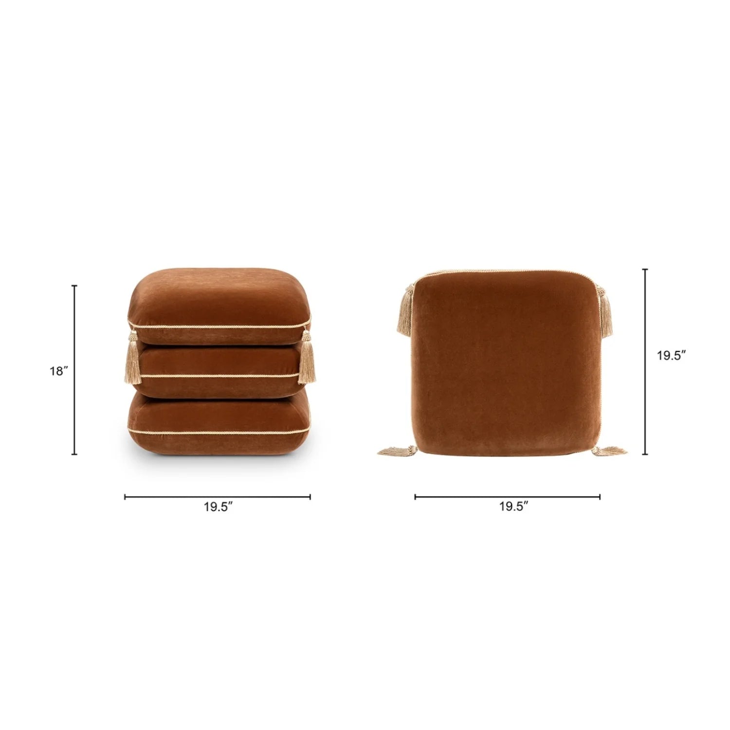 Luxury Upholstered Modern Velvet Ottoman European Style for Villa