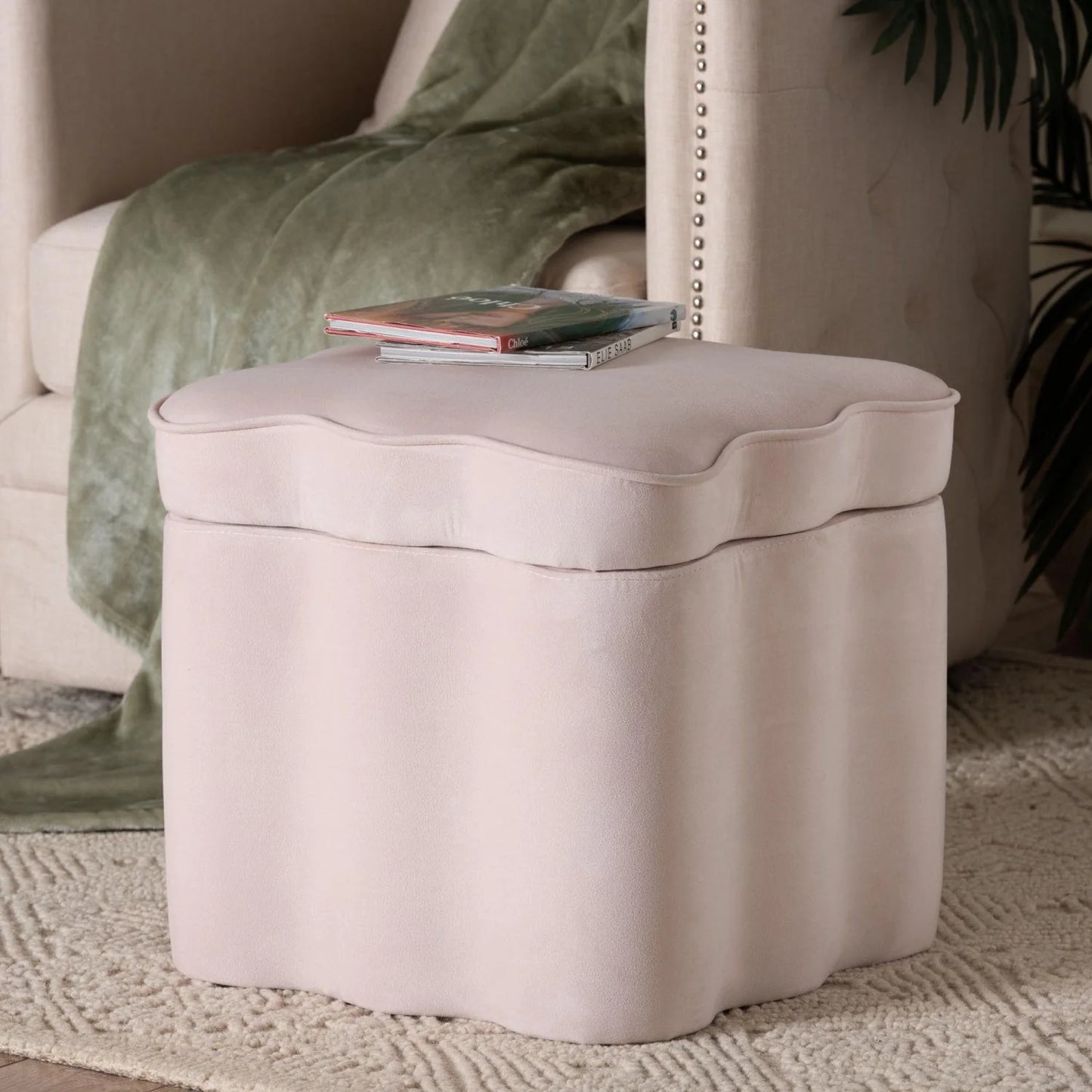 Luxury Upholstered Modern Velvet Ottoman European Style for Villa