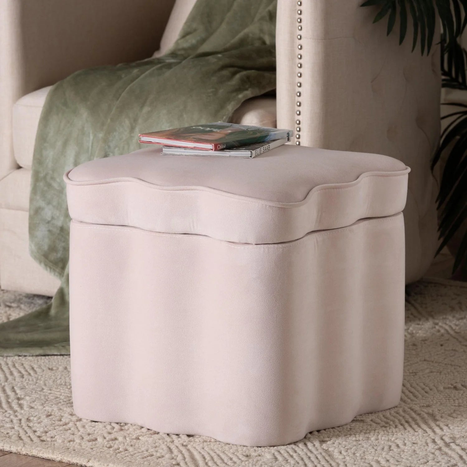 Luxury Upholstered Modern Velvet Ottoman European Style for Villa
