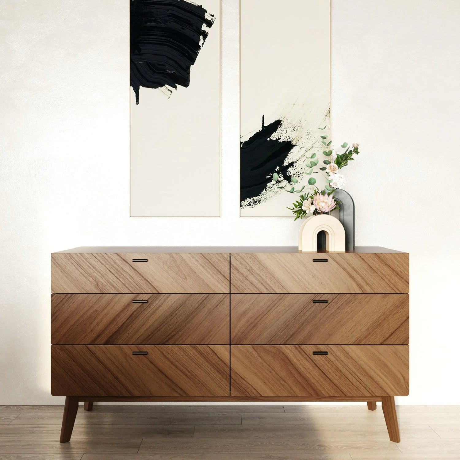 Luxury Upholstered Modern Walnut Dresser European Style for Villa