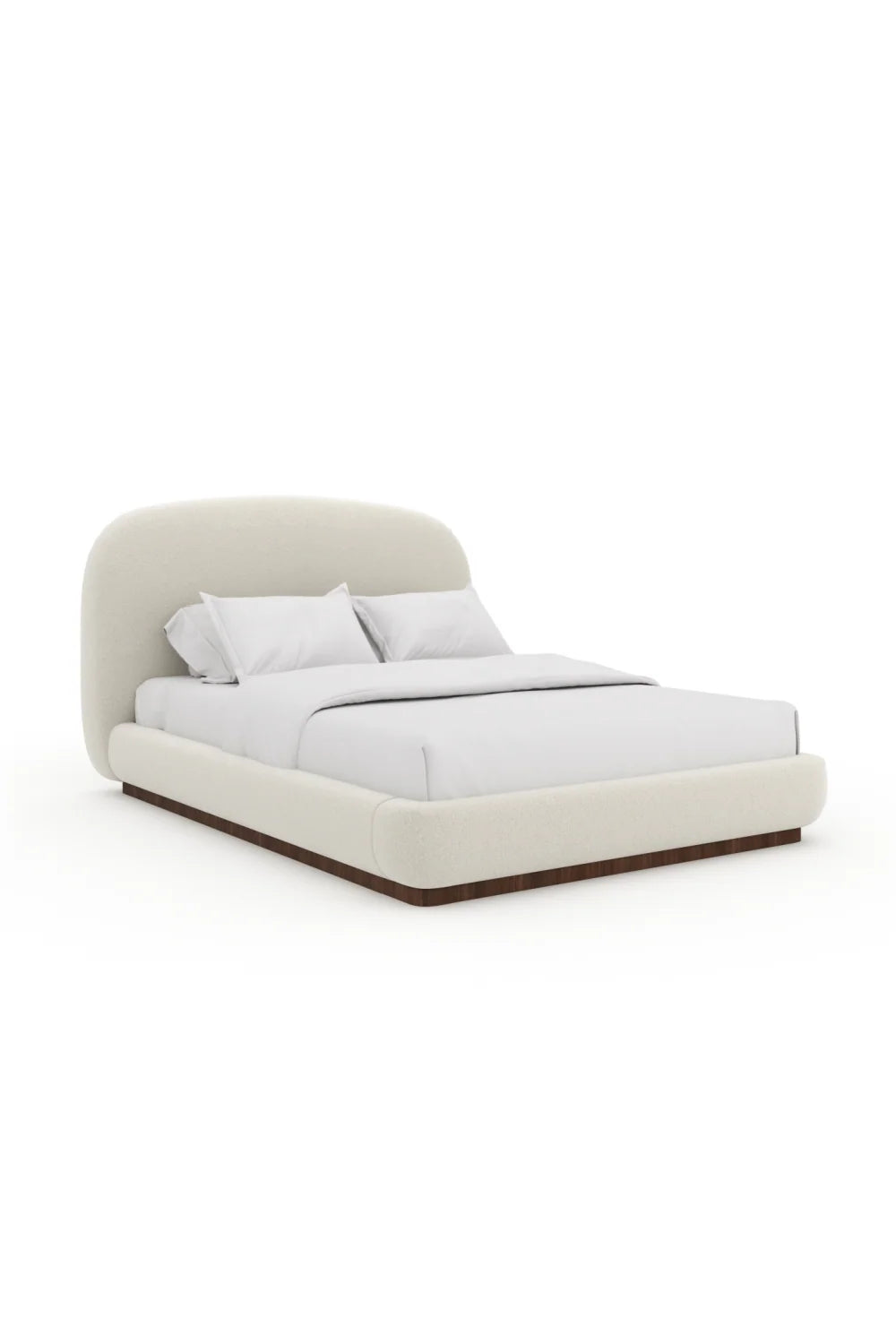Luxury Upholstered Modern White Boucle Bed European Style for Villa