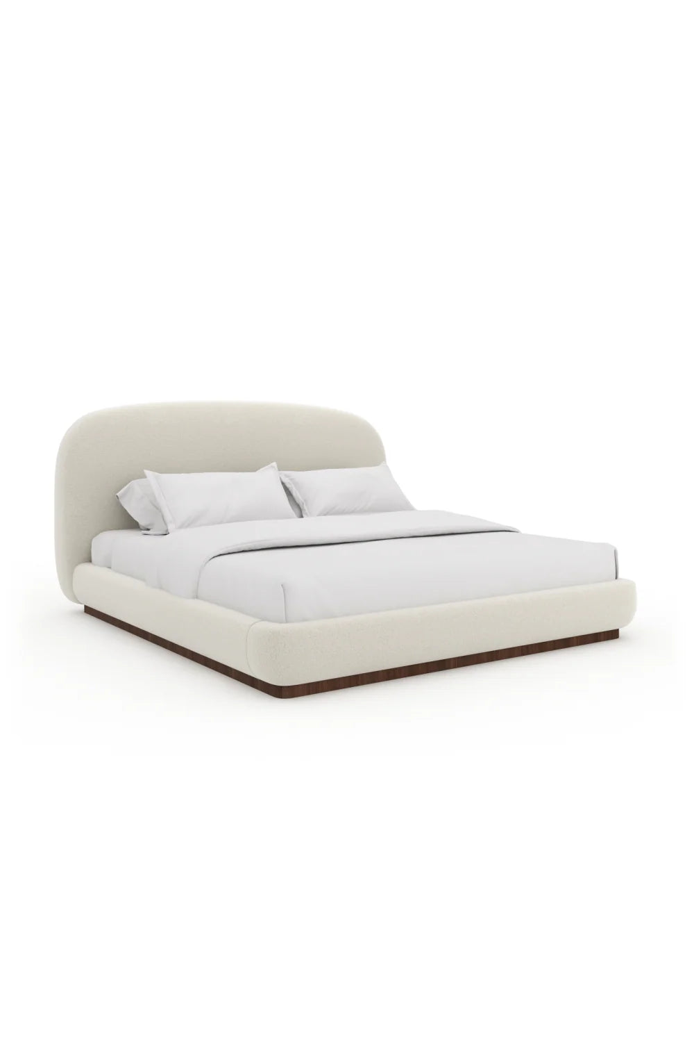 Luxury Upholstered Modern White Boucle Bed European Style for Villa