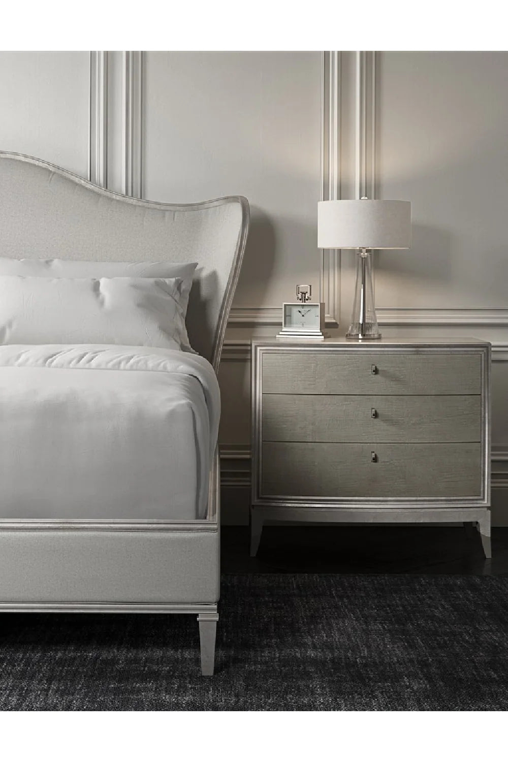 Luxury Upholstered Modern White King Bed European Style for Villa