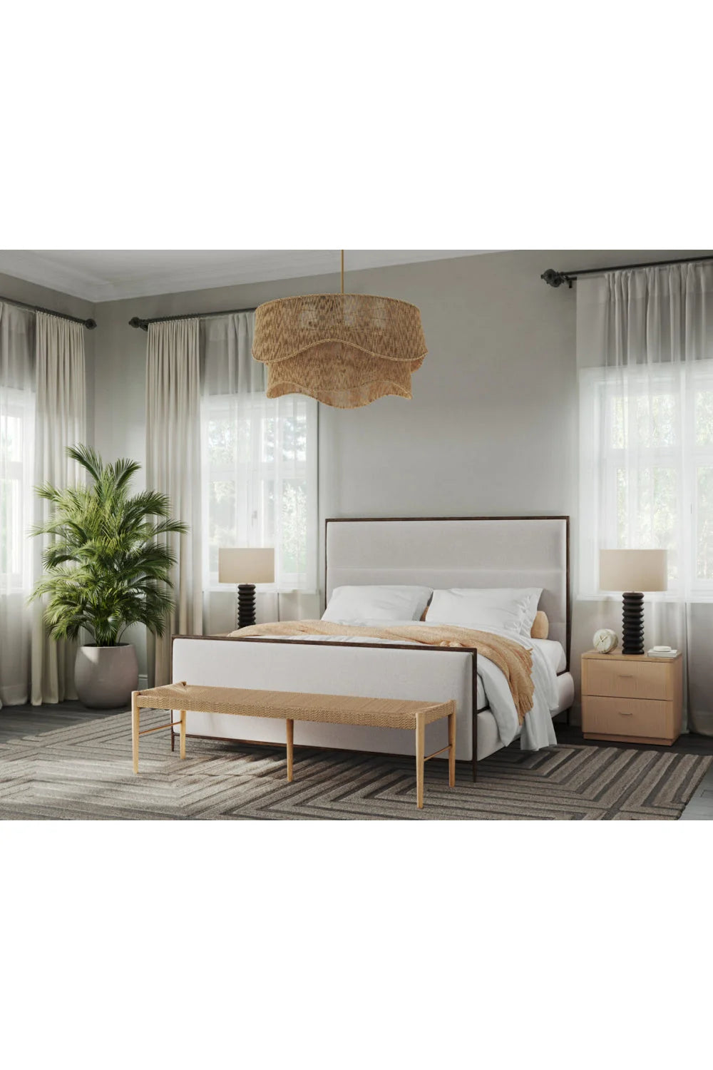 Luxury Upholstered Modern White King Bed European Style for Villa